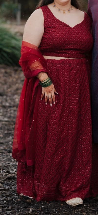 Elegant Maroon Embroidered Lehenga Choli with Dupatta