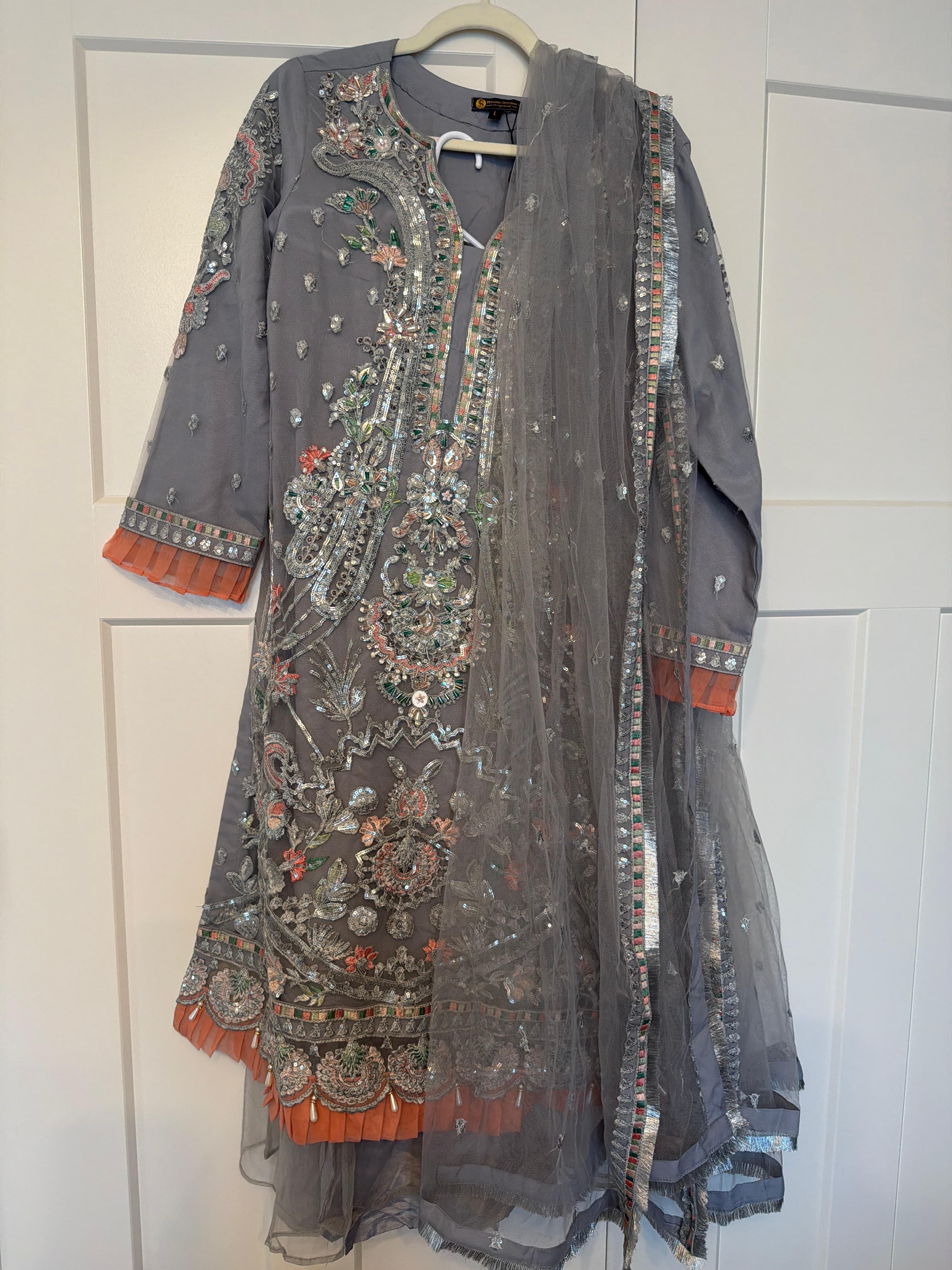 Elegant Grey Salwar Suit with Heavy Sequin and Thread Embroidery