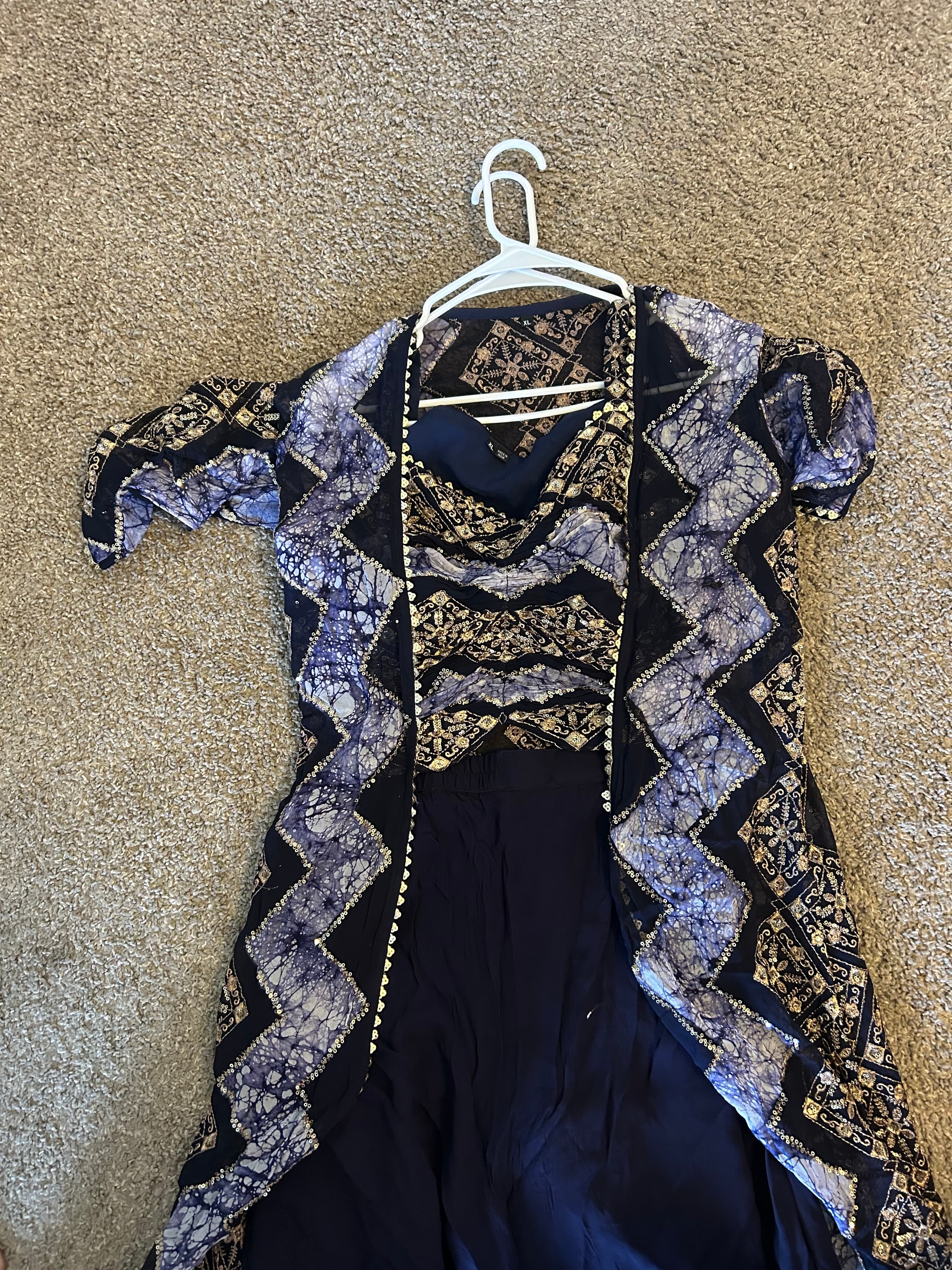 Navy blue and gold lehenga