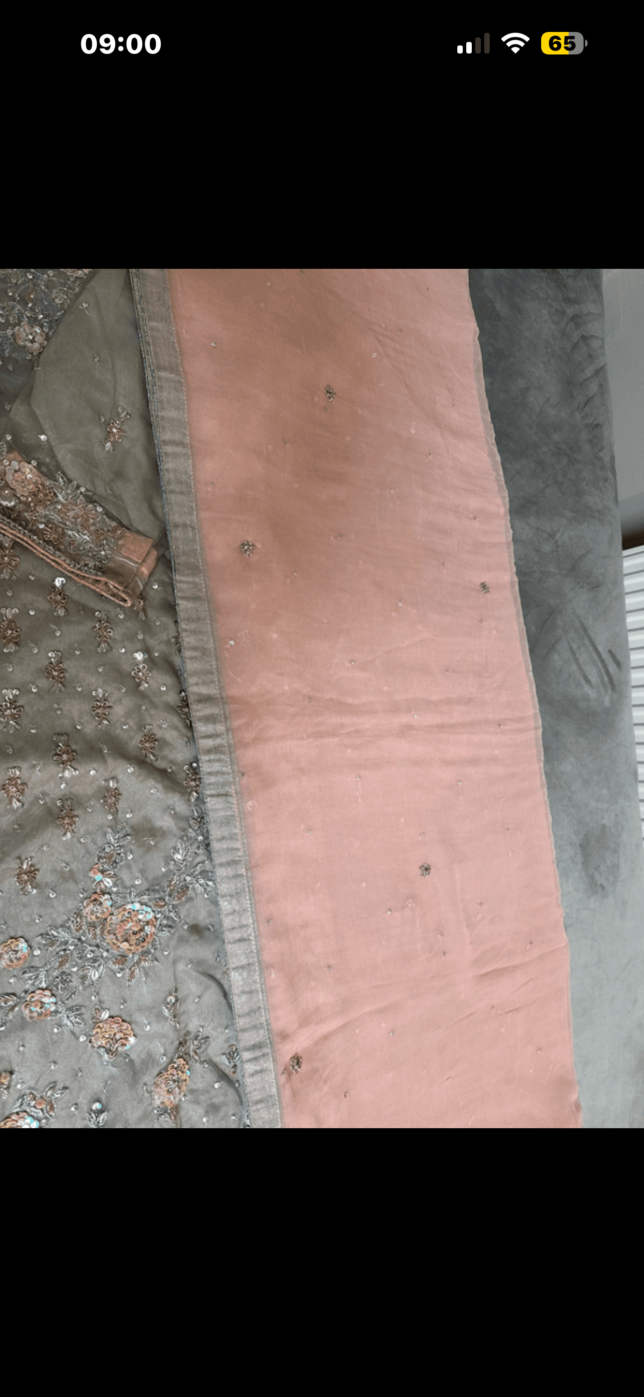 Long shirt grey clr with peach scarf