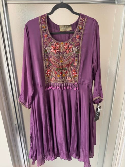Purple Chinon Zardosi Kurta Palazzo Suit - Kalki Fashion