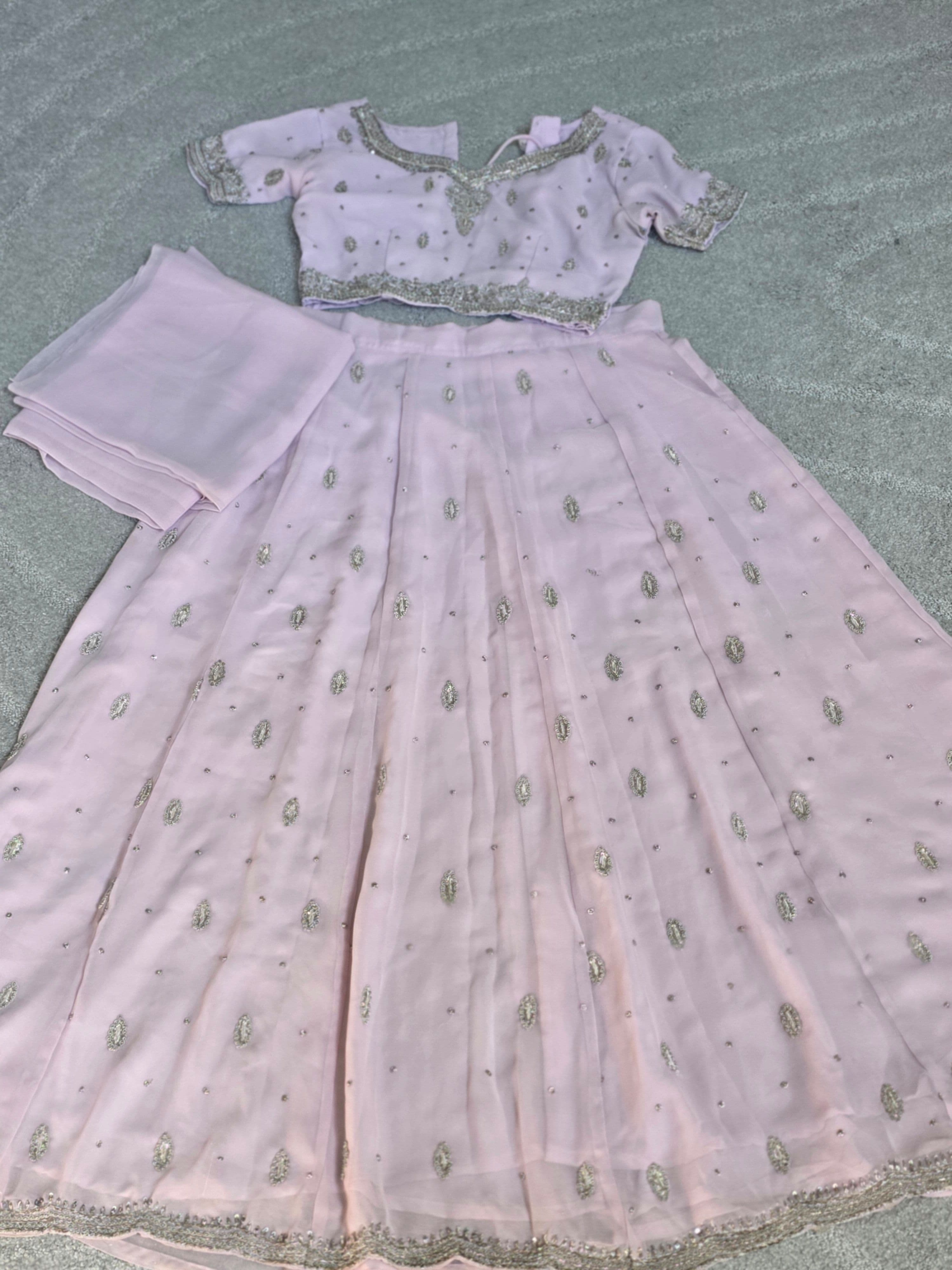 Lavender Silver Zari Chaniya Choli Set | Garba Navratri Lehenga | Like New