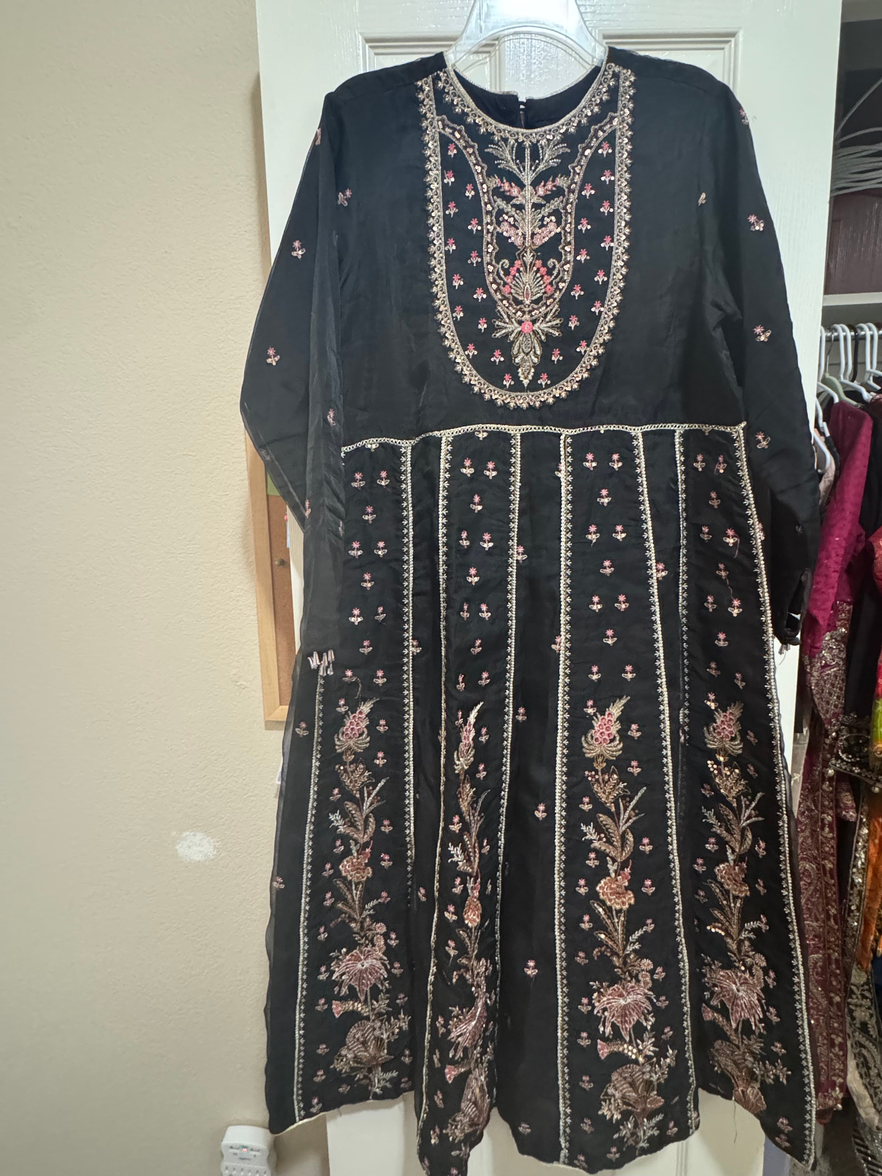 Sapphire Black Anarkali Maxi with sequin and thread work, Size-L