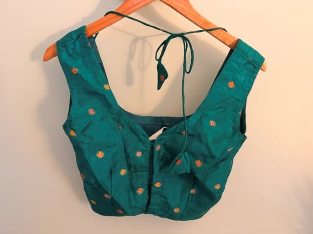 Teal Saree (Unworn, tailored with pre-made skirt)