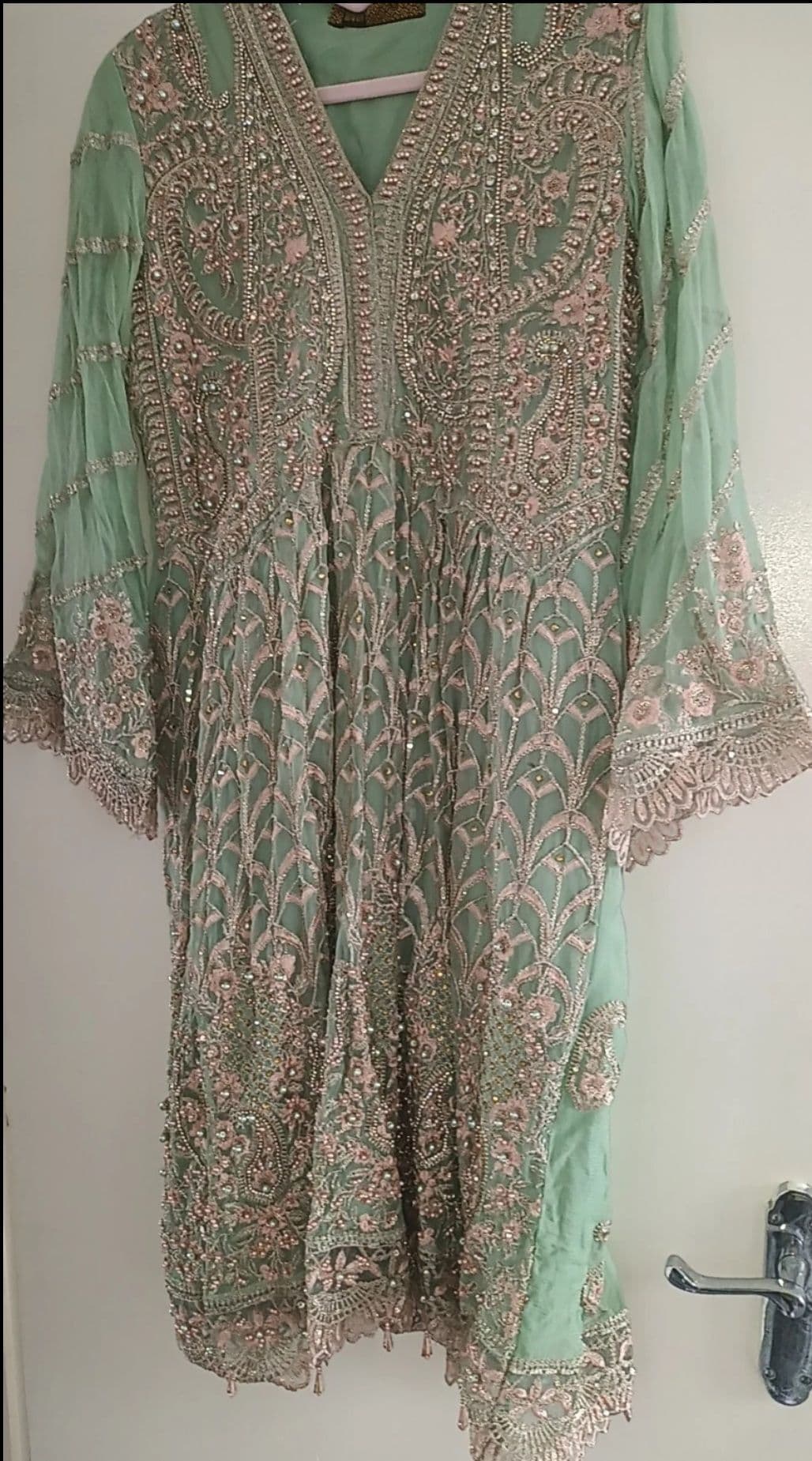 Pink and green salwar kameez. Asian outfit size 8-10.