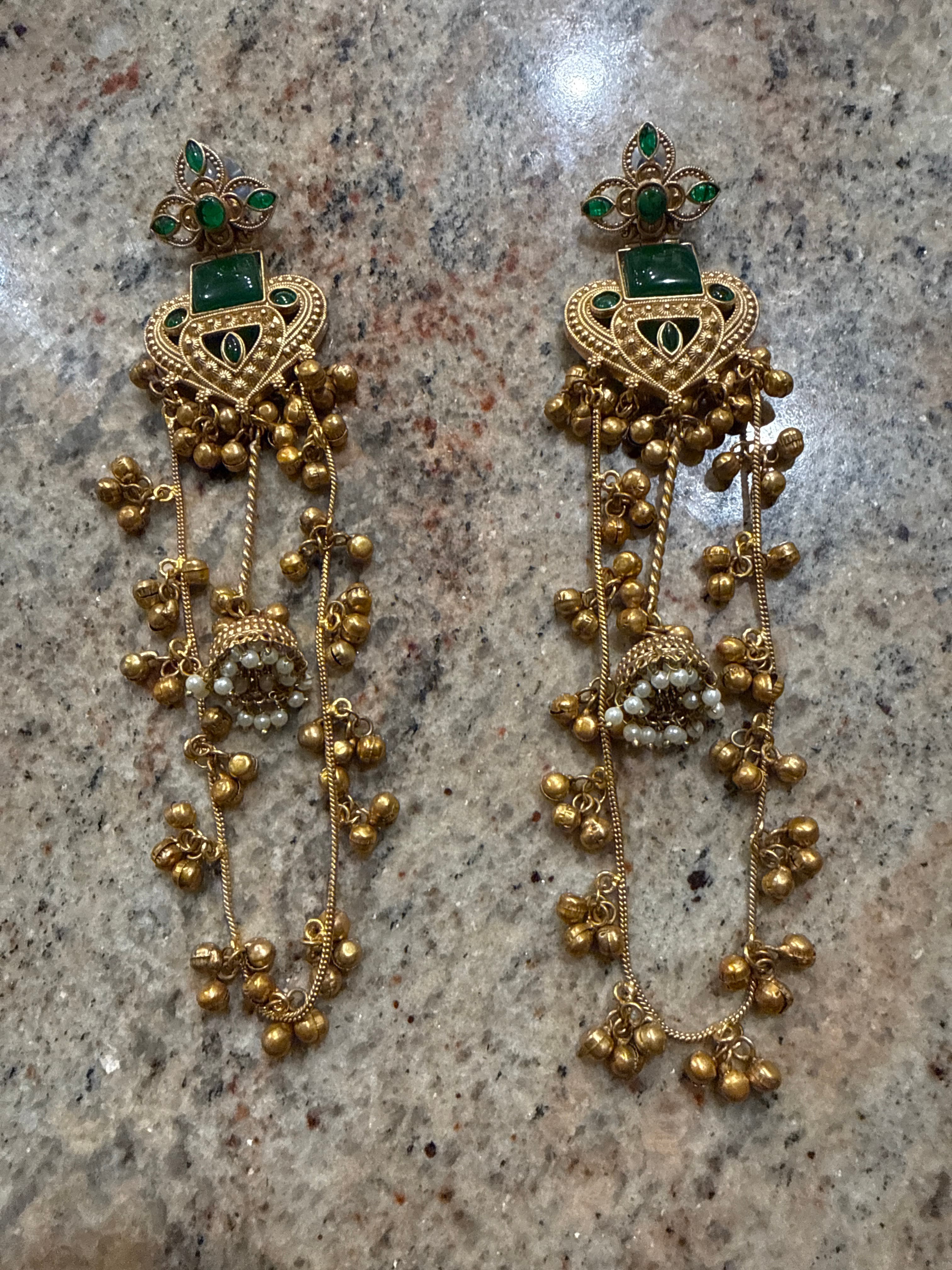 Gold Kashmiri Jhumka Earrings