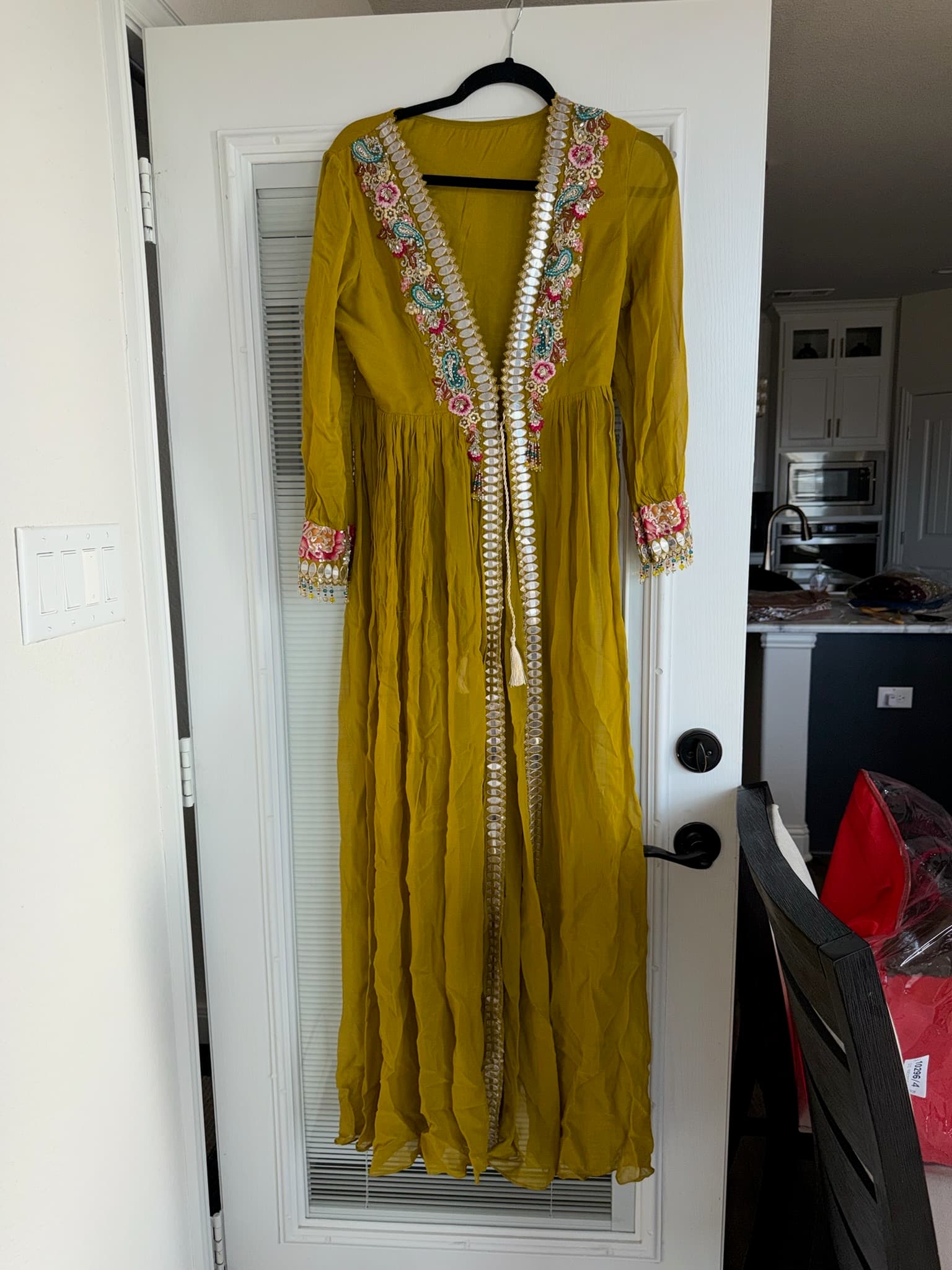 Mustard Yellow Lehenga Choli with Mirror-Work Cape Set