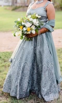 Stunning Grey Sequin Embroidered Lehenga Choli with Dupatta