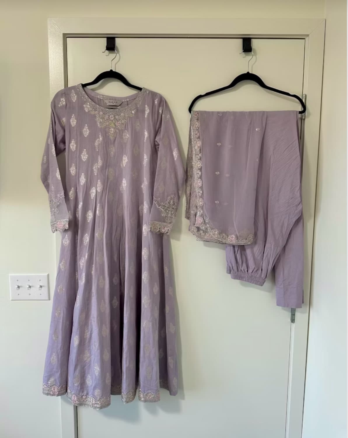 Lilac Churidaar Maria B Dress