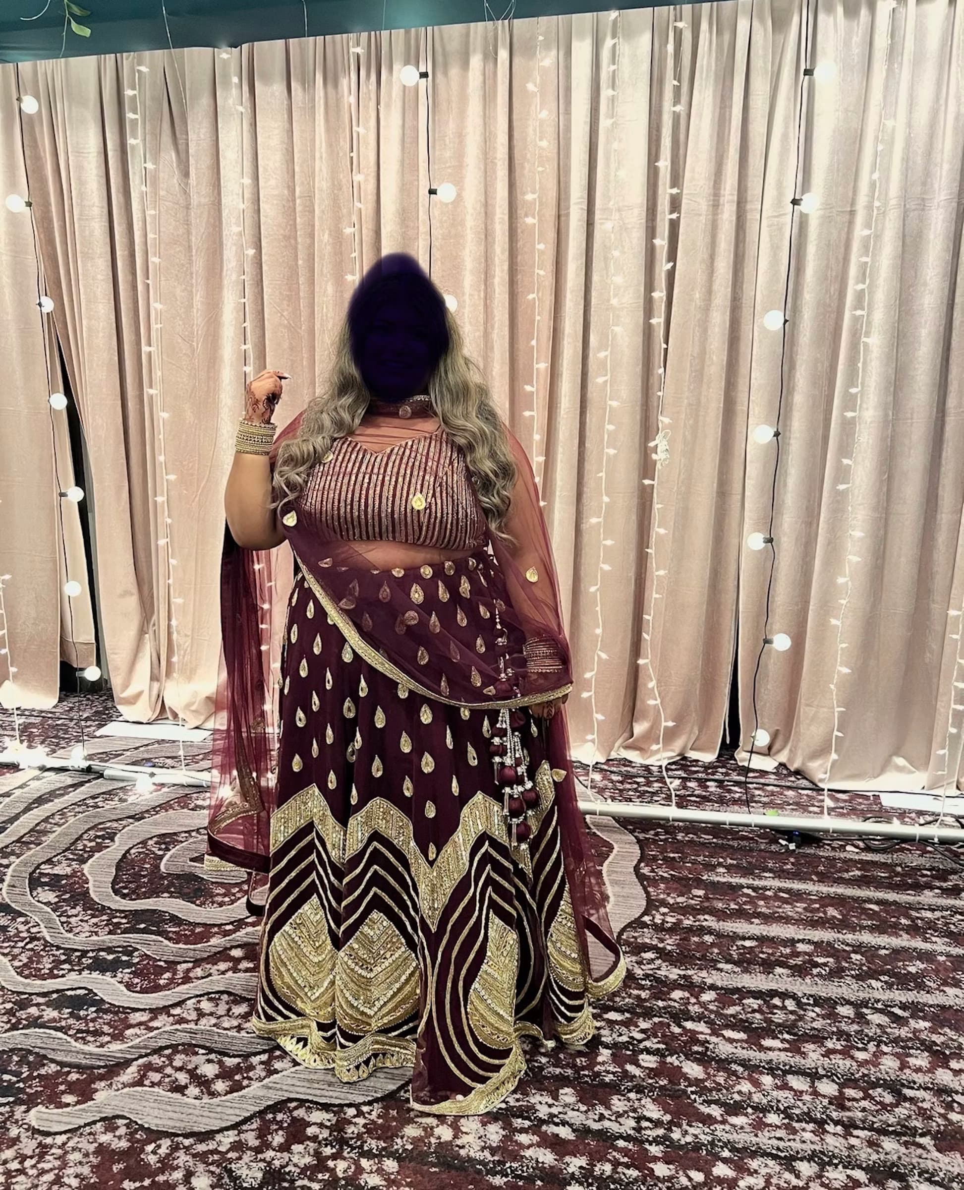 Rajgharana Maroon & Gold Hand Embroidered Plus Size Lehenga