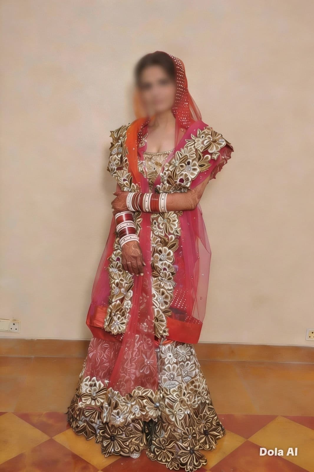 Heritage bridal lehenga with brocade work and embroidery. Can be used for both reception and weddin