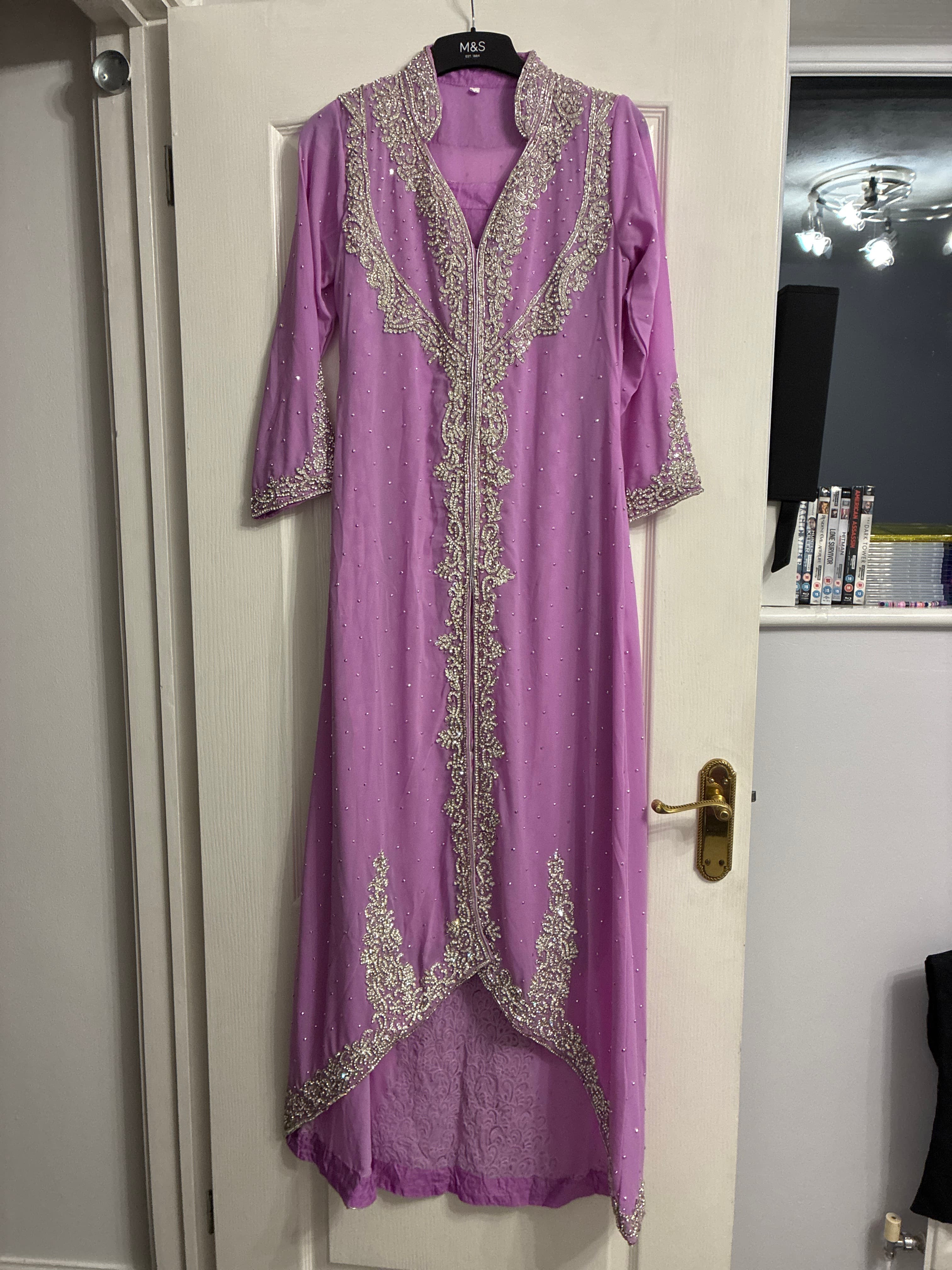 Elegant Lavender Embellished Indowestern Gown/Kaftan