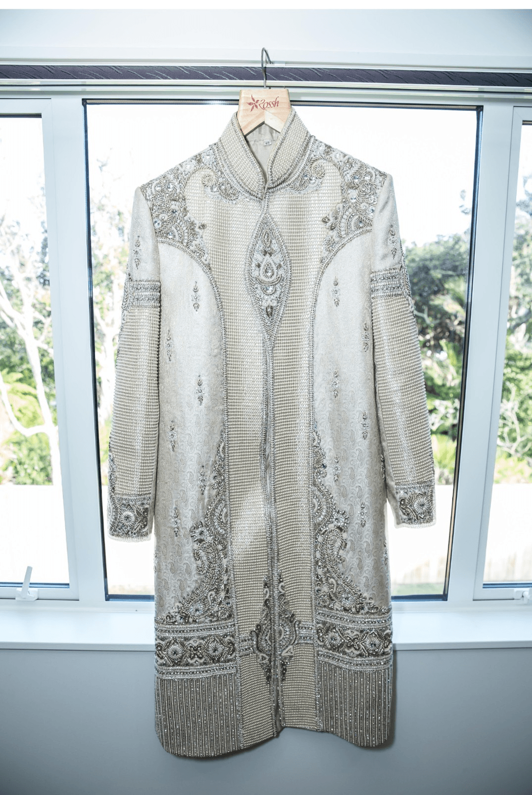 Elegant Ivory Sherwani with Intricate Silver Embroidery for Weddings & Special Occasions