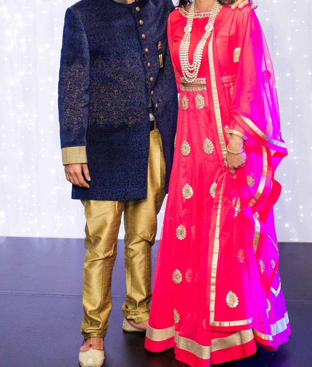 Vibrant Pink Anarkali Suit with Gold Floral Embroidery and Dupatta