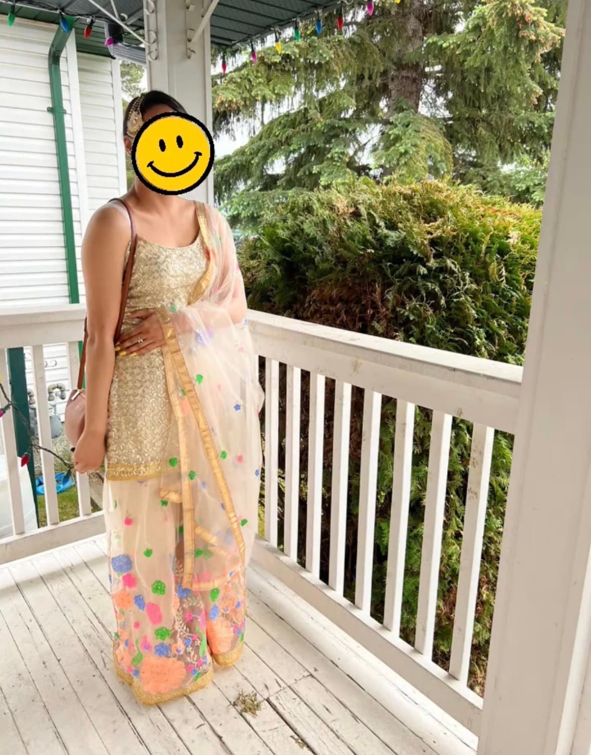 Cream floral sharara
