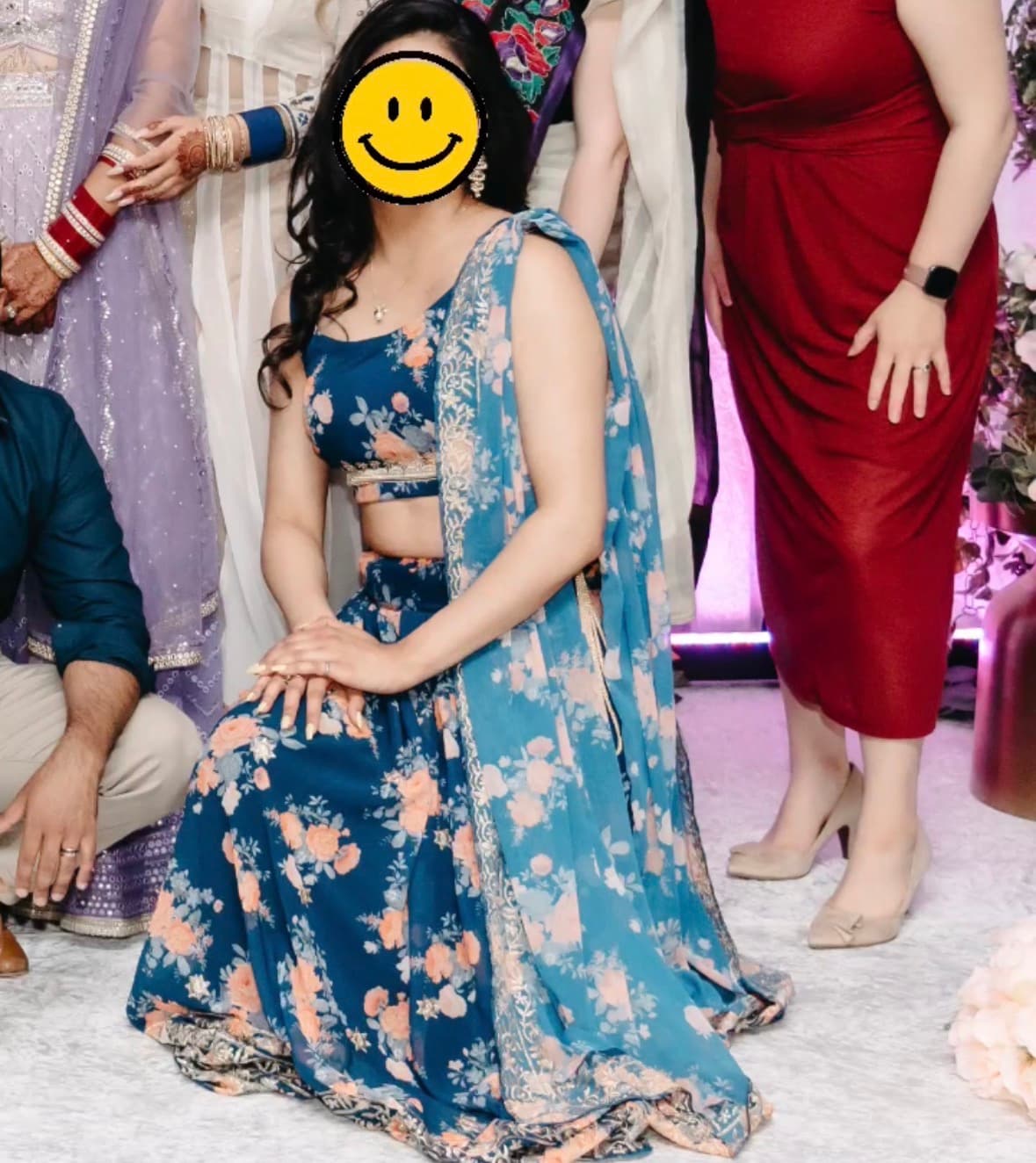 Blue floral lehenga