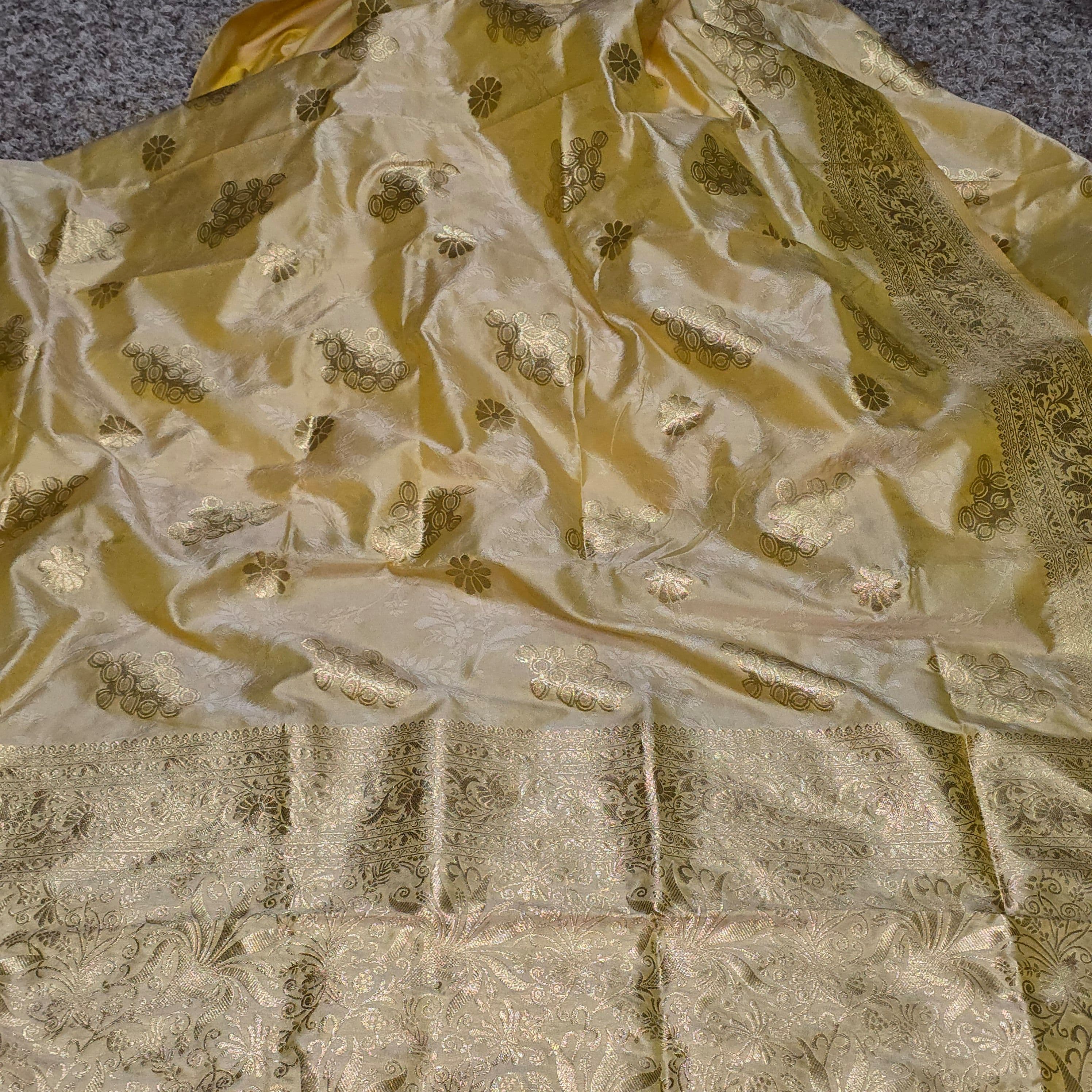 Festive Elegant Soft Golden Yellow Silk Saree
