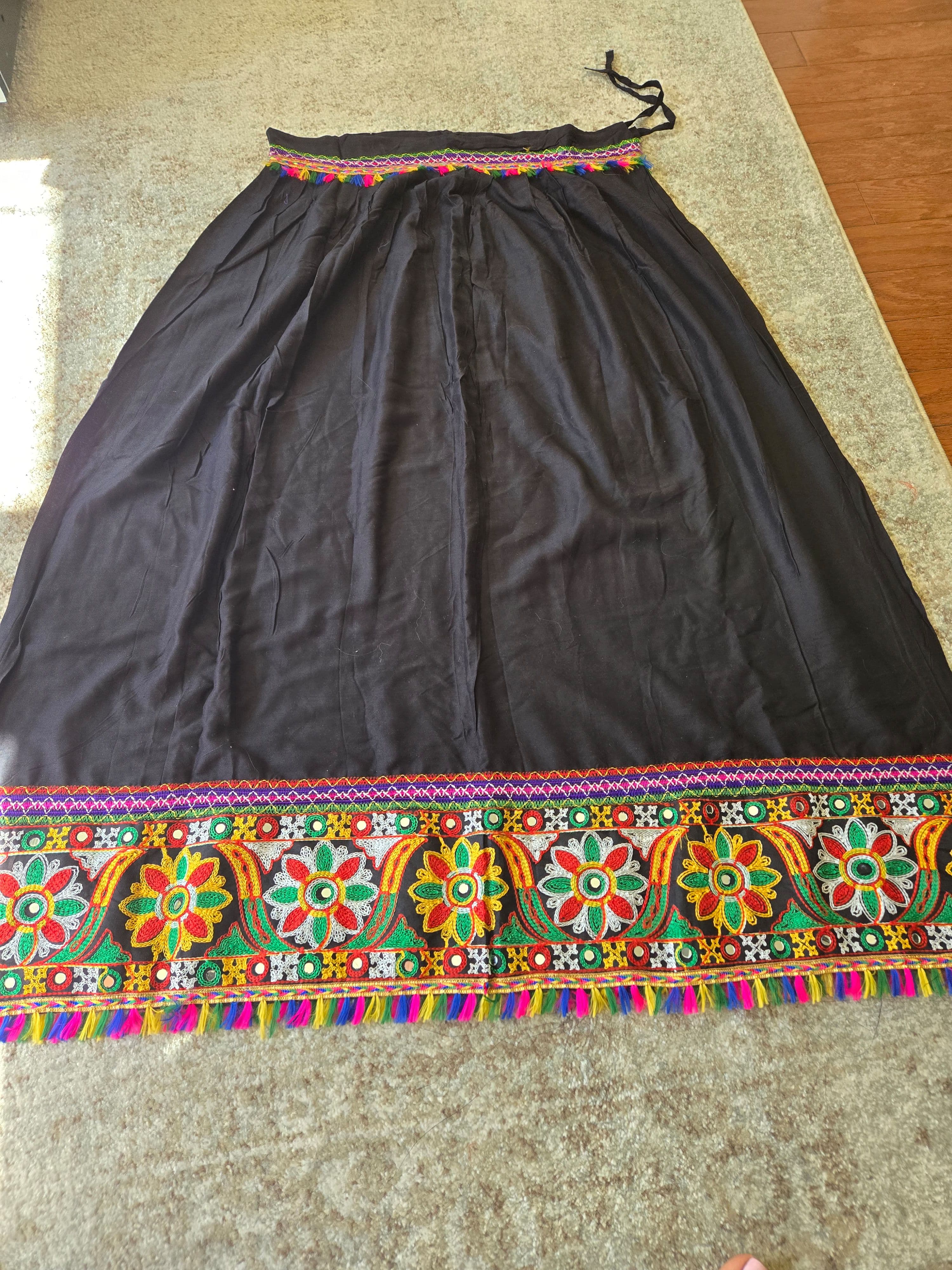 Vibrant Black Lehenga Choli with Mirror and Thread Work