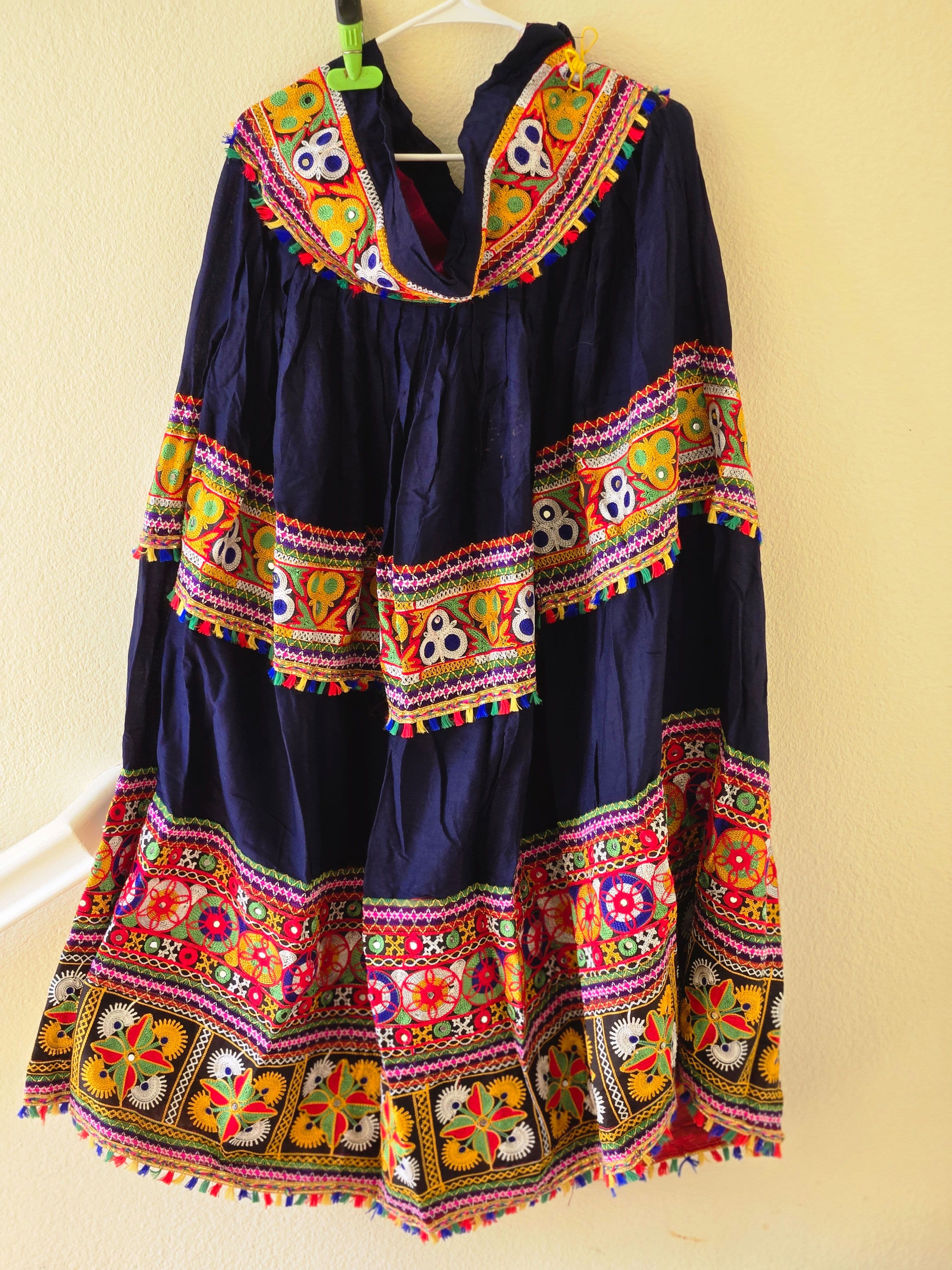 Vibrant Navy Blue Embroidered Lehenga Choli with Mirror Work and Tassels