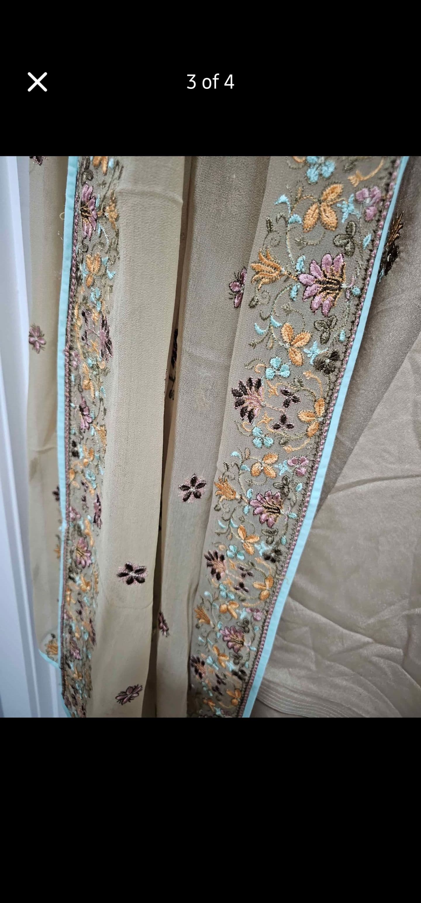 Elegant Beige Georgette Suit with Floral Thread Embroidery and Dupatta