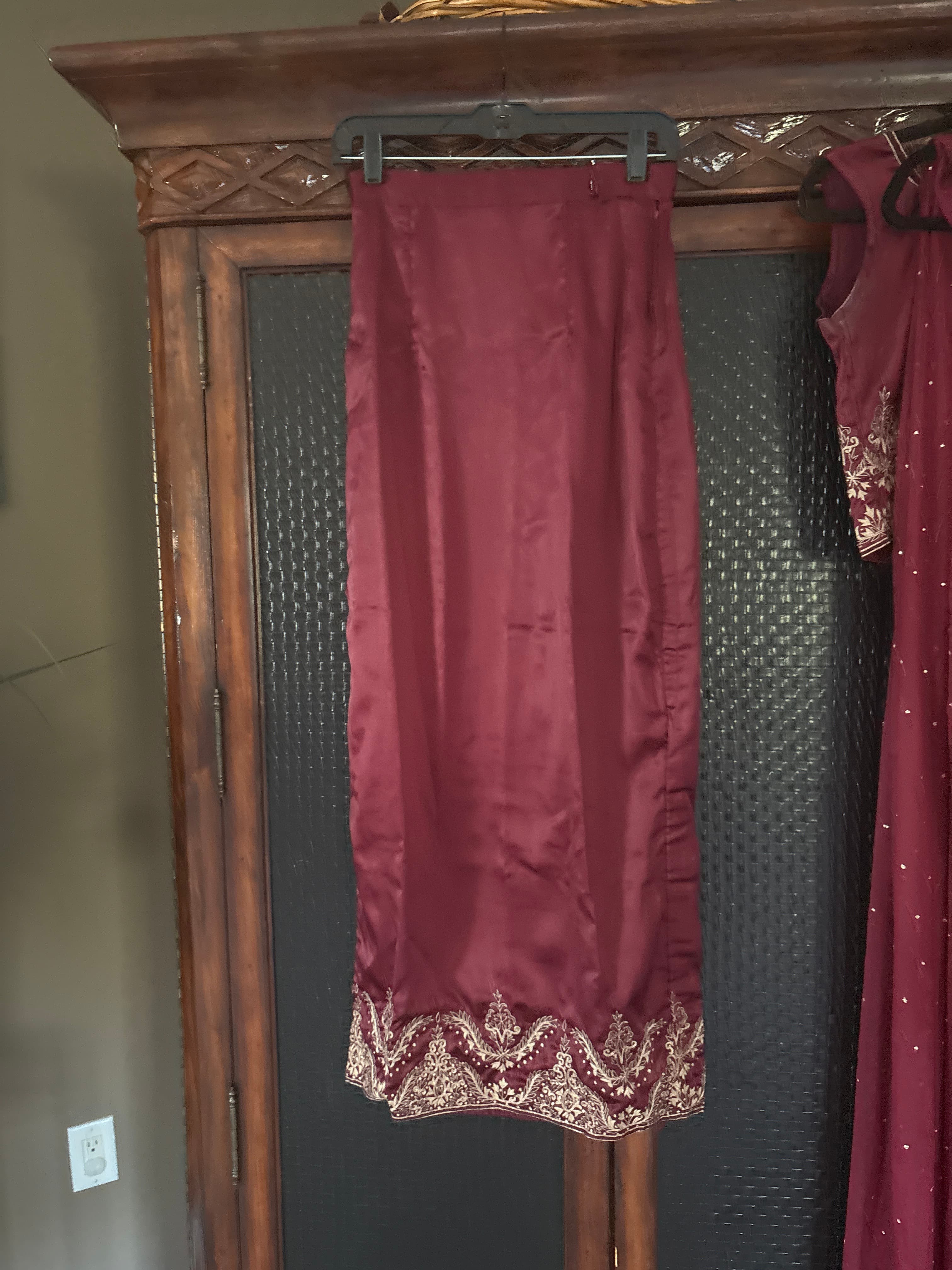 Elegant Maroon Lehenga Choli with Gold Embroidery and Dupatta