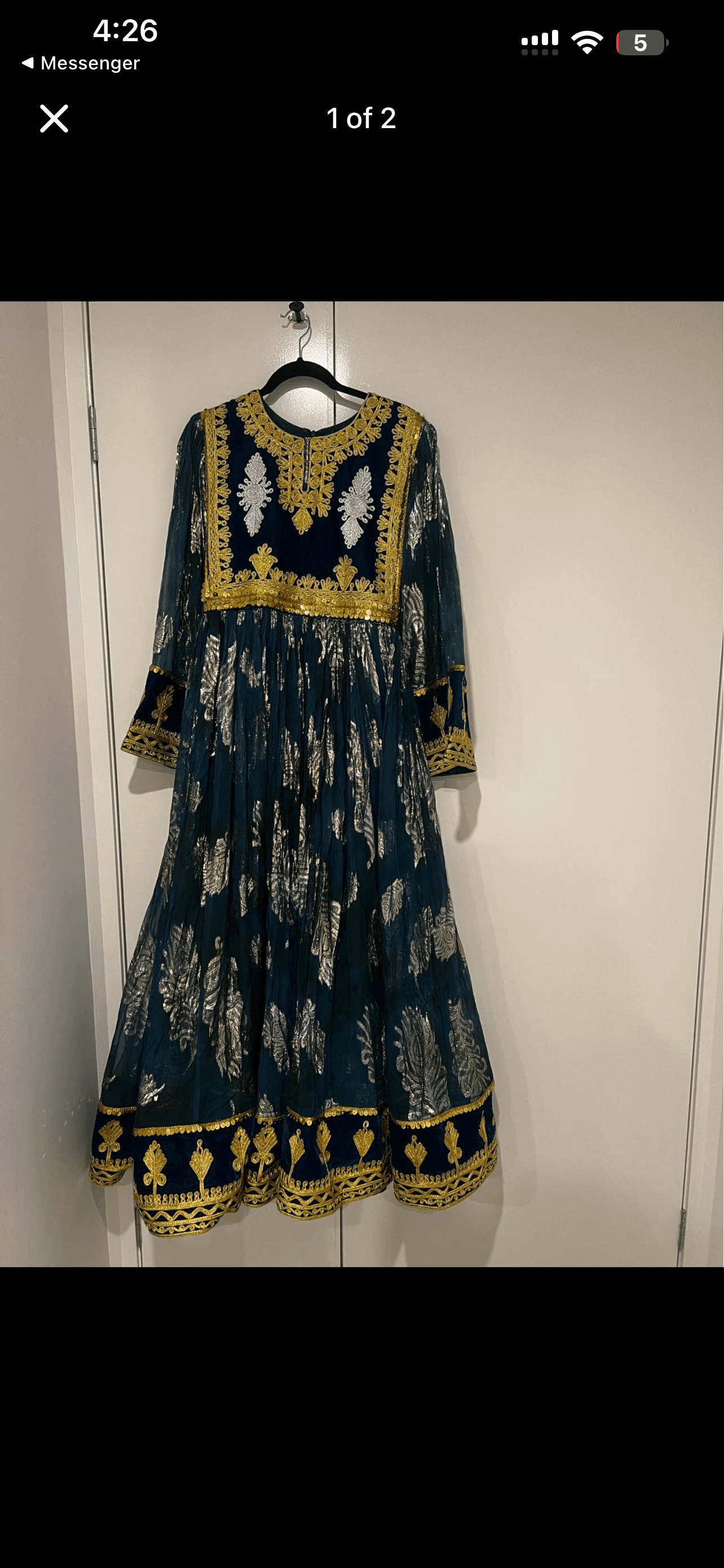 Stunning Teal & Gold Embroidered Afghan Style Maxi with Sequin Details 12-14