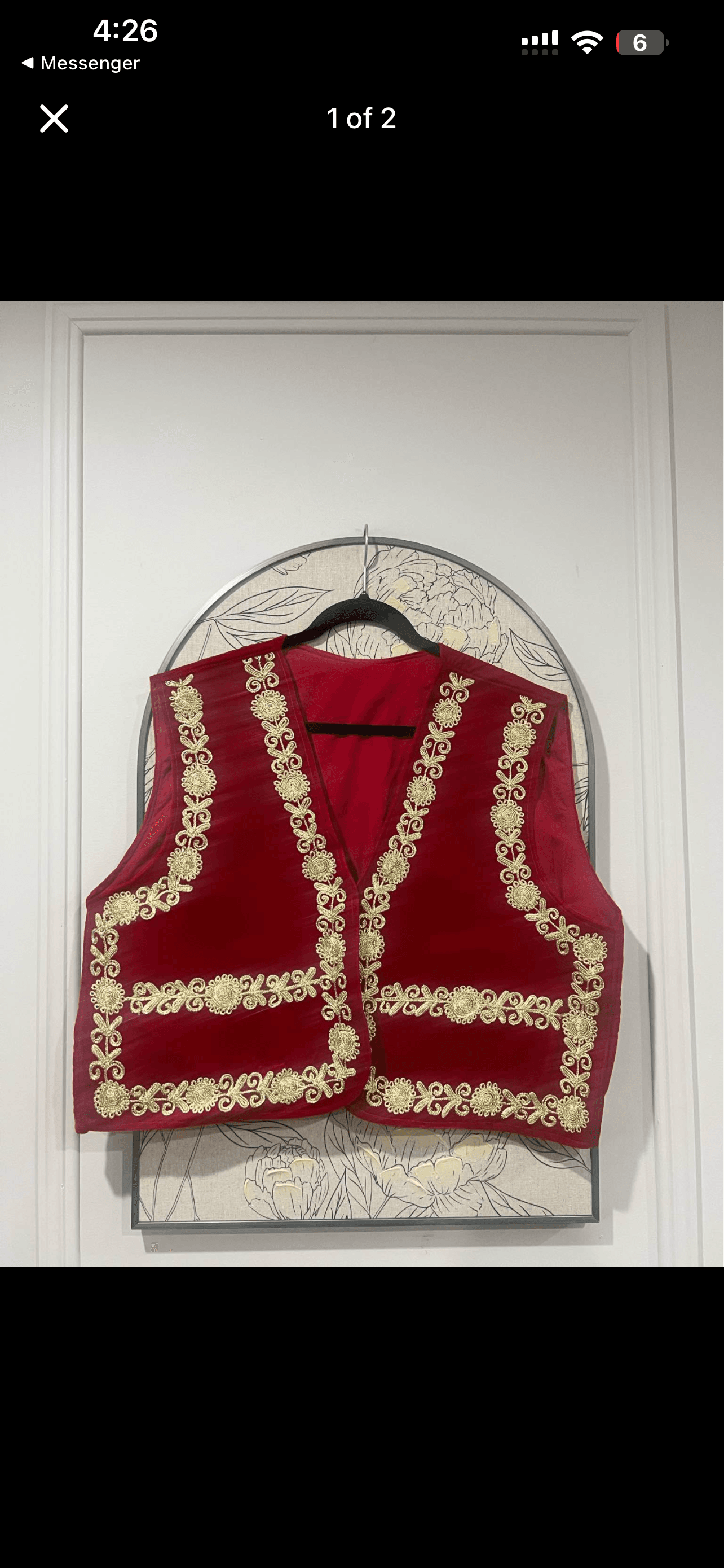 Traditional Red Velvet Gold Embroidered womens Vest with matching hat