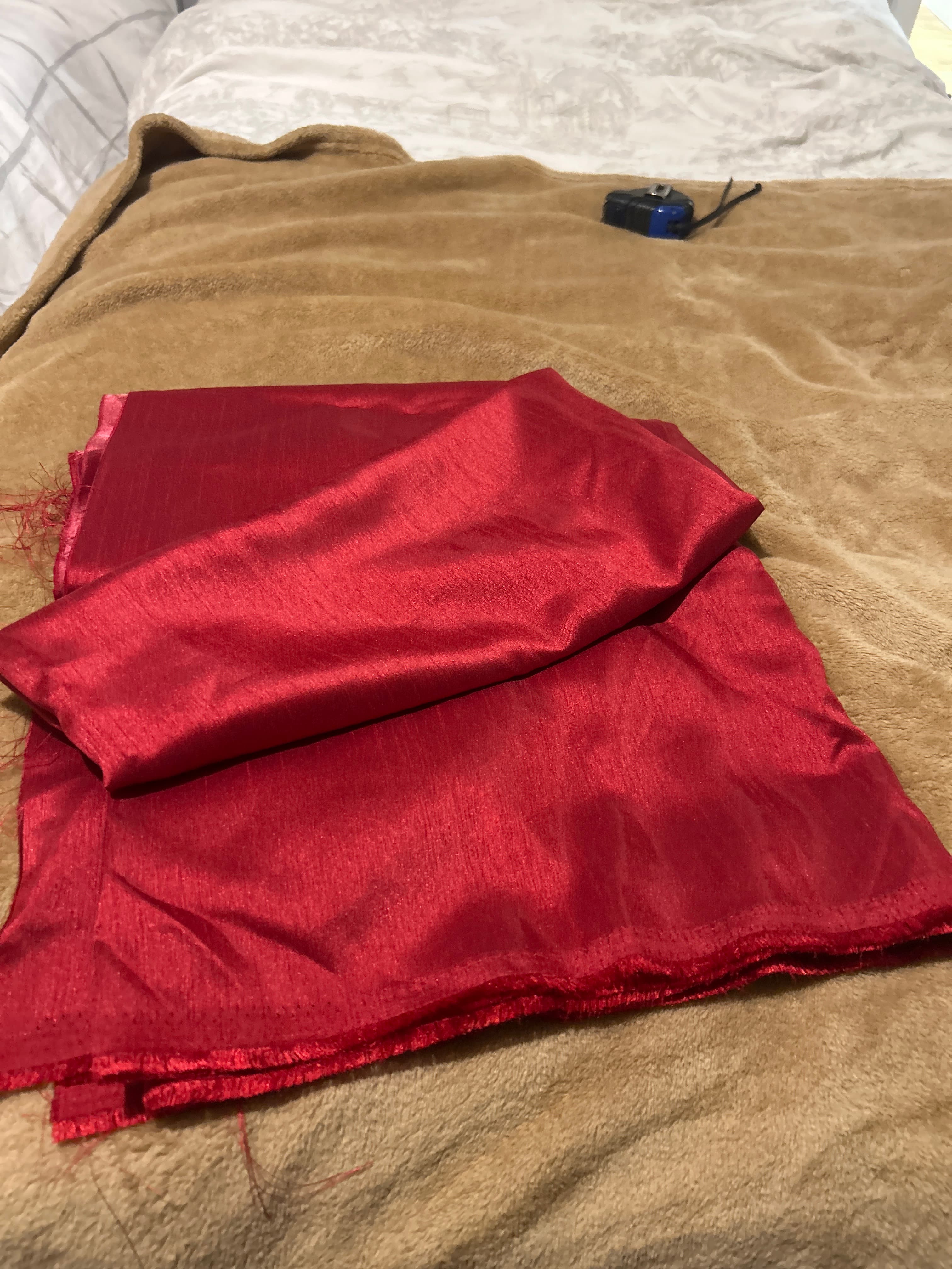 Vibrant Red Art Silk MATERIAL - Unstitched Fabric