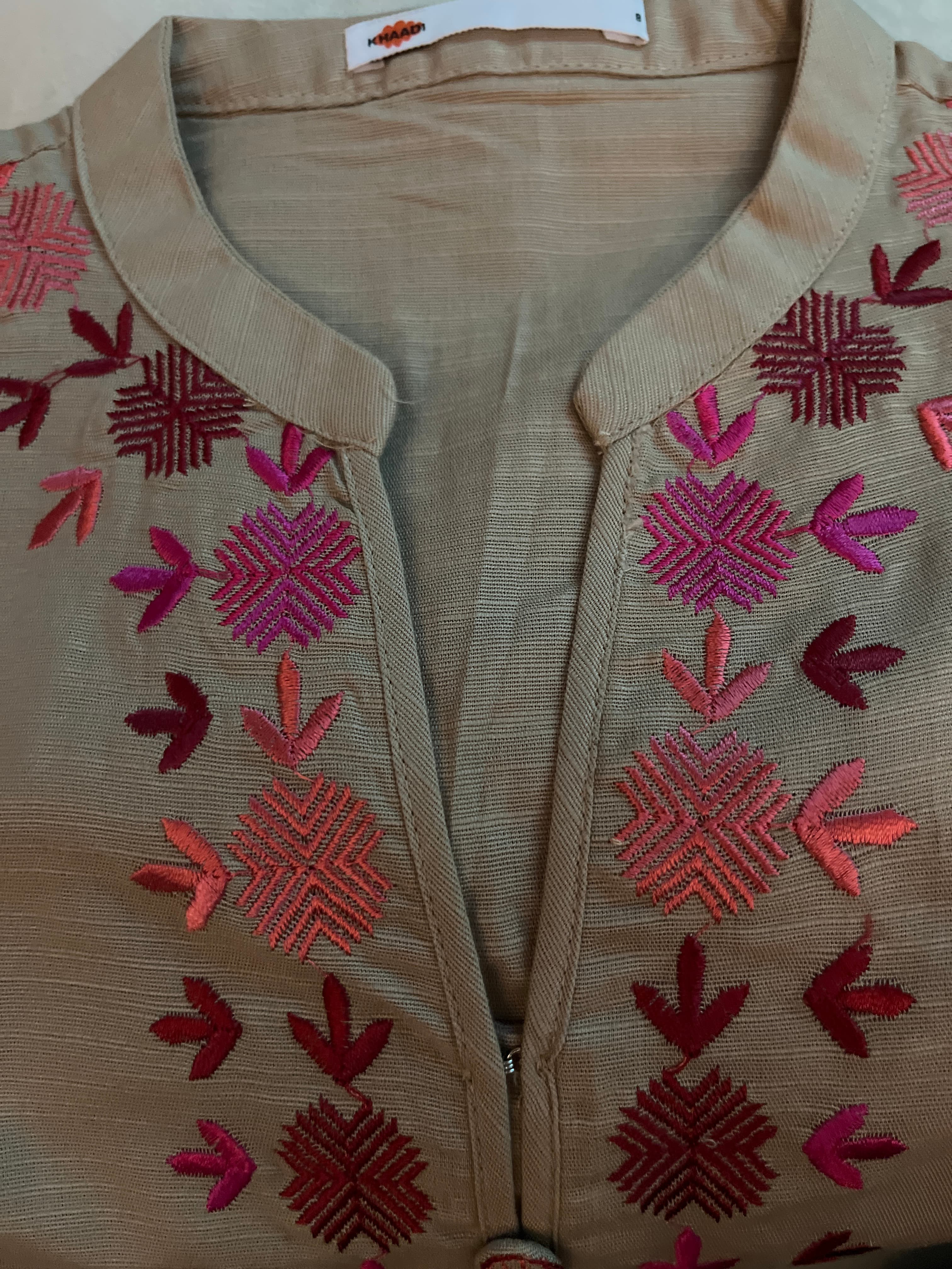 Beautiful embroidered, beige short kurta
