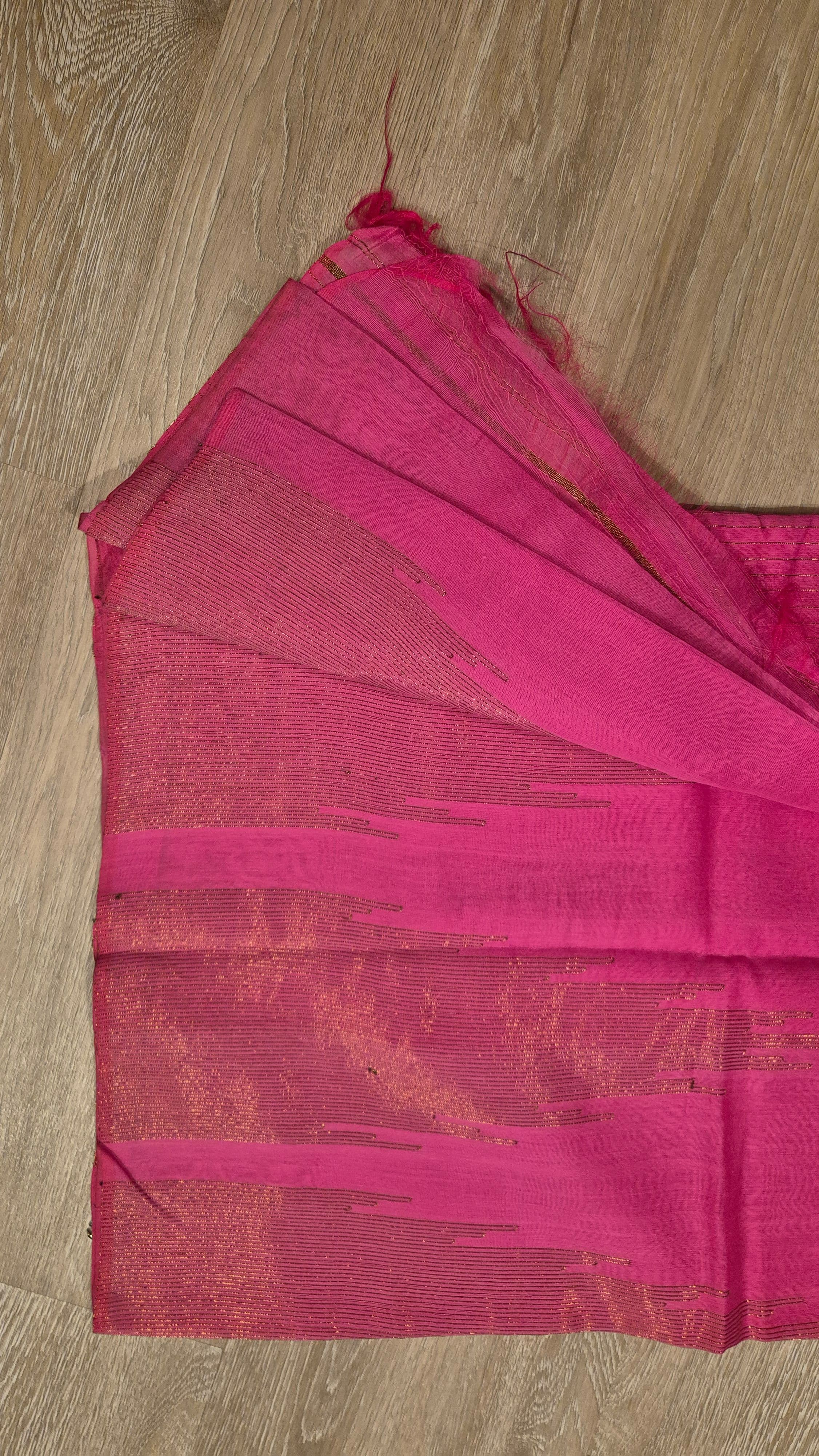 Brand new_Pink Saree with Gold Zari Weave_