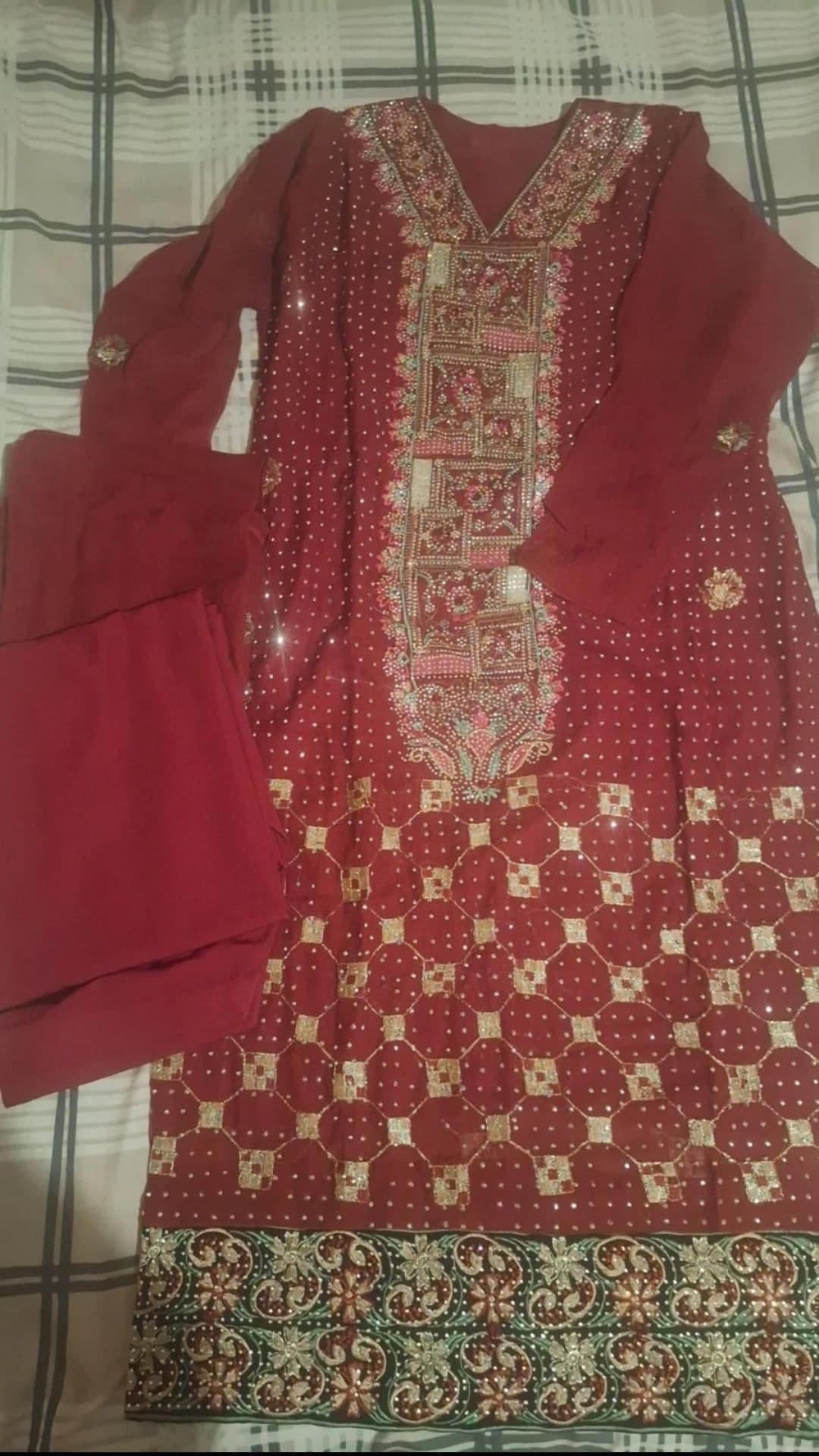 Elegant Maroon Salwar Suit with Intricate Sequin and Stone Work