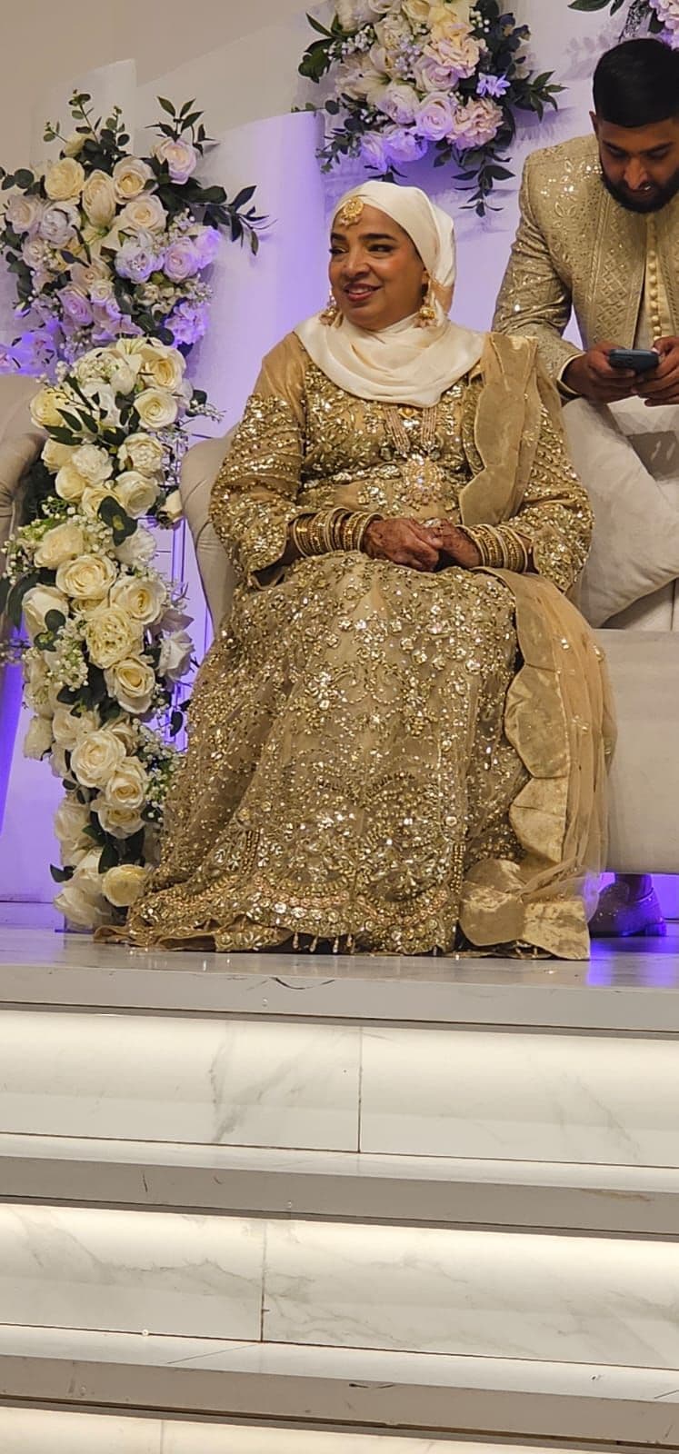 Stunning Gold Sequin & Bead Embroidered Net dress for Weddings/Parties