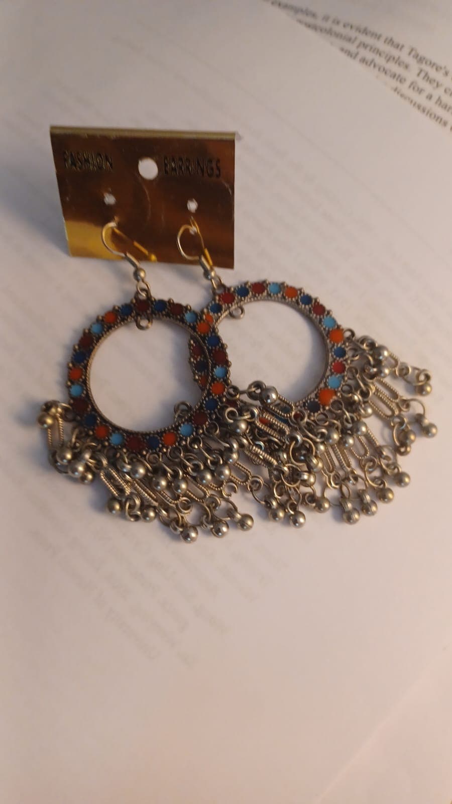 Dangling multicolored earrings