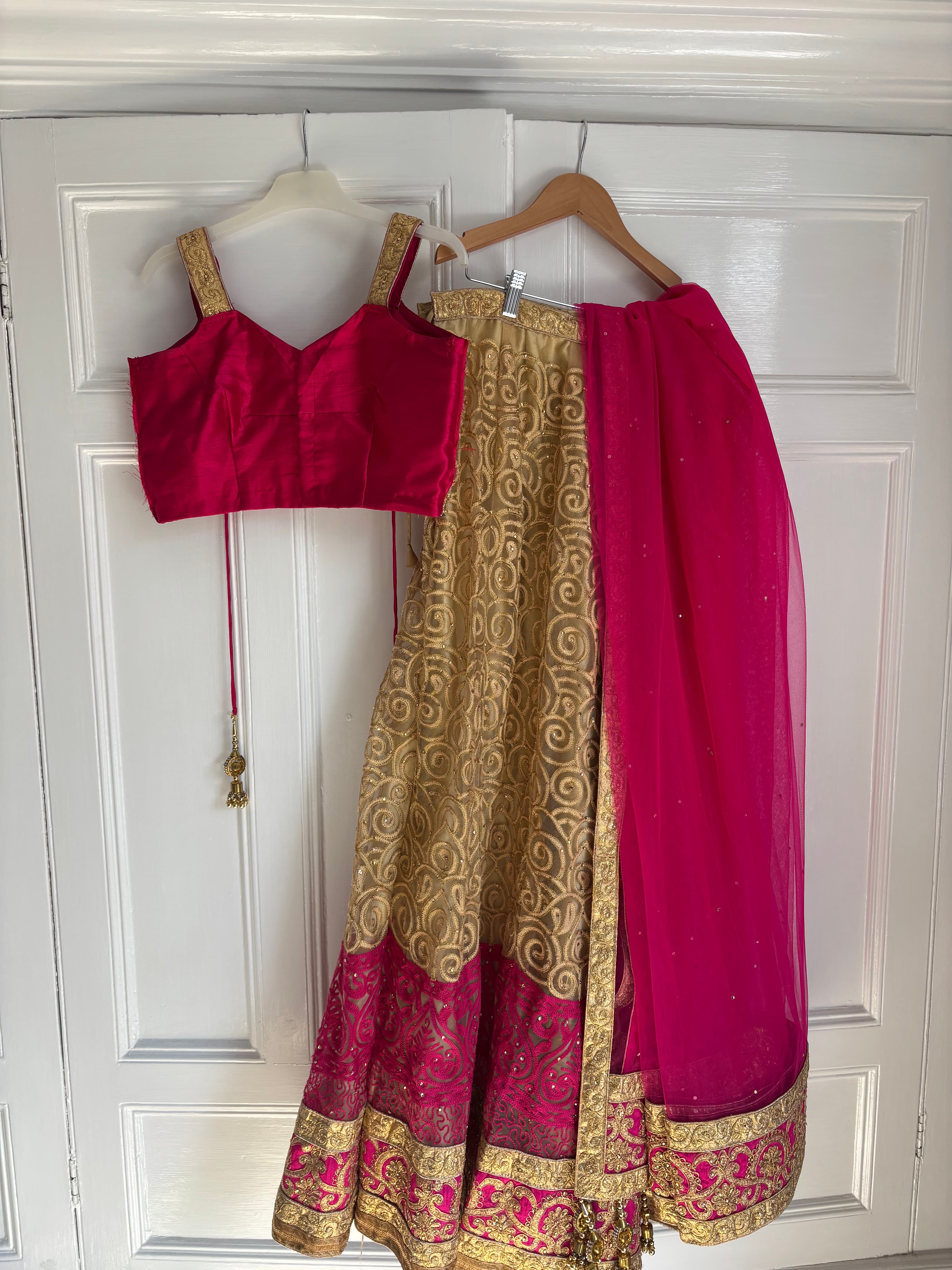 Pink and Gold Lengha