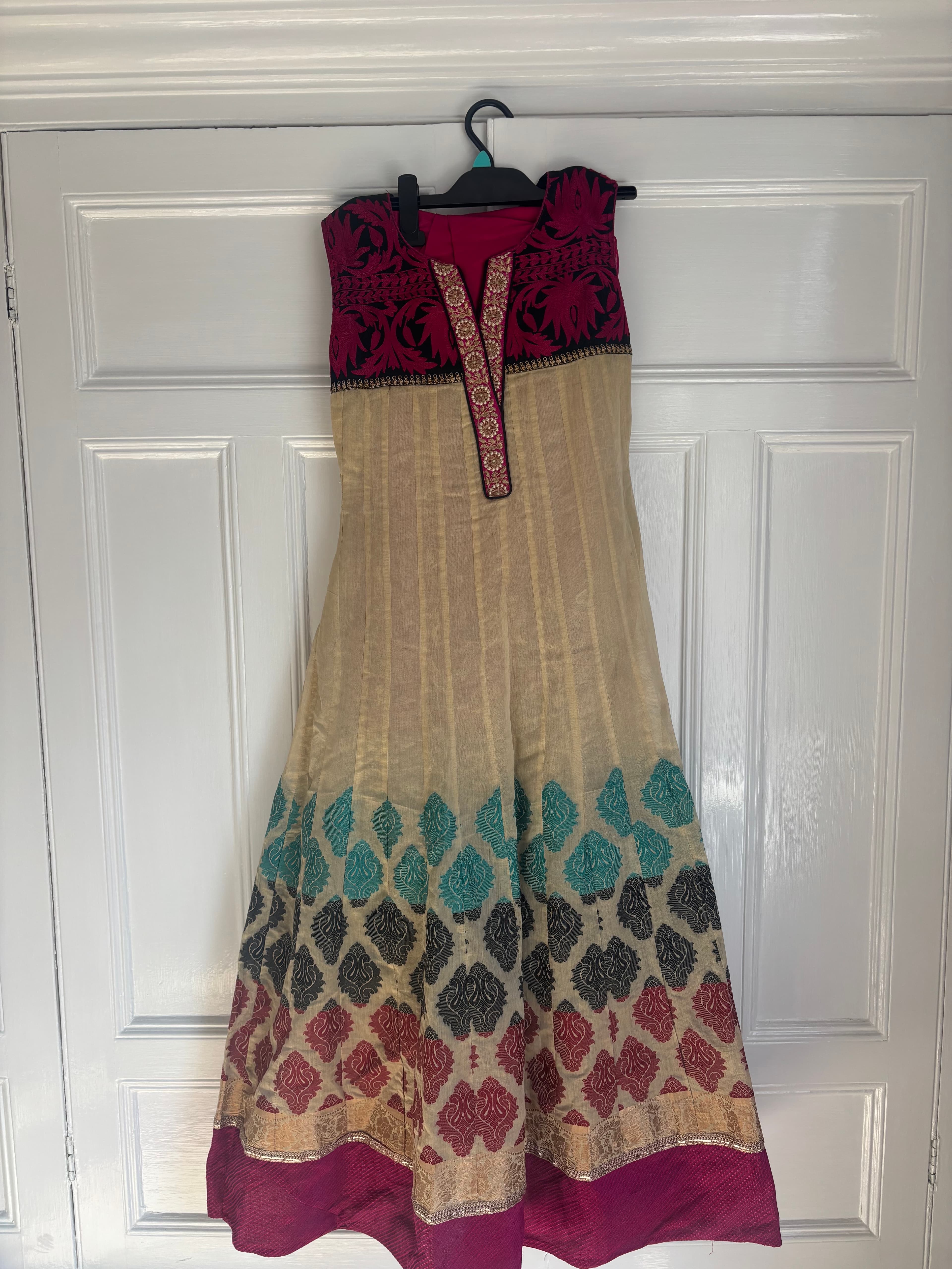 Beige and Pink Anarkali Suit