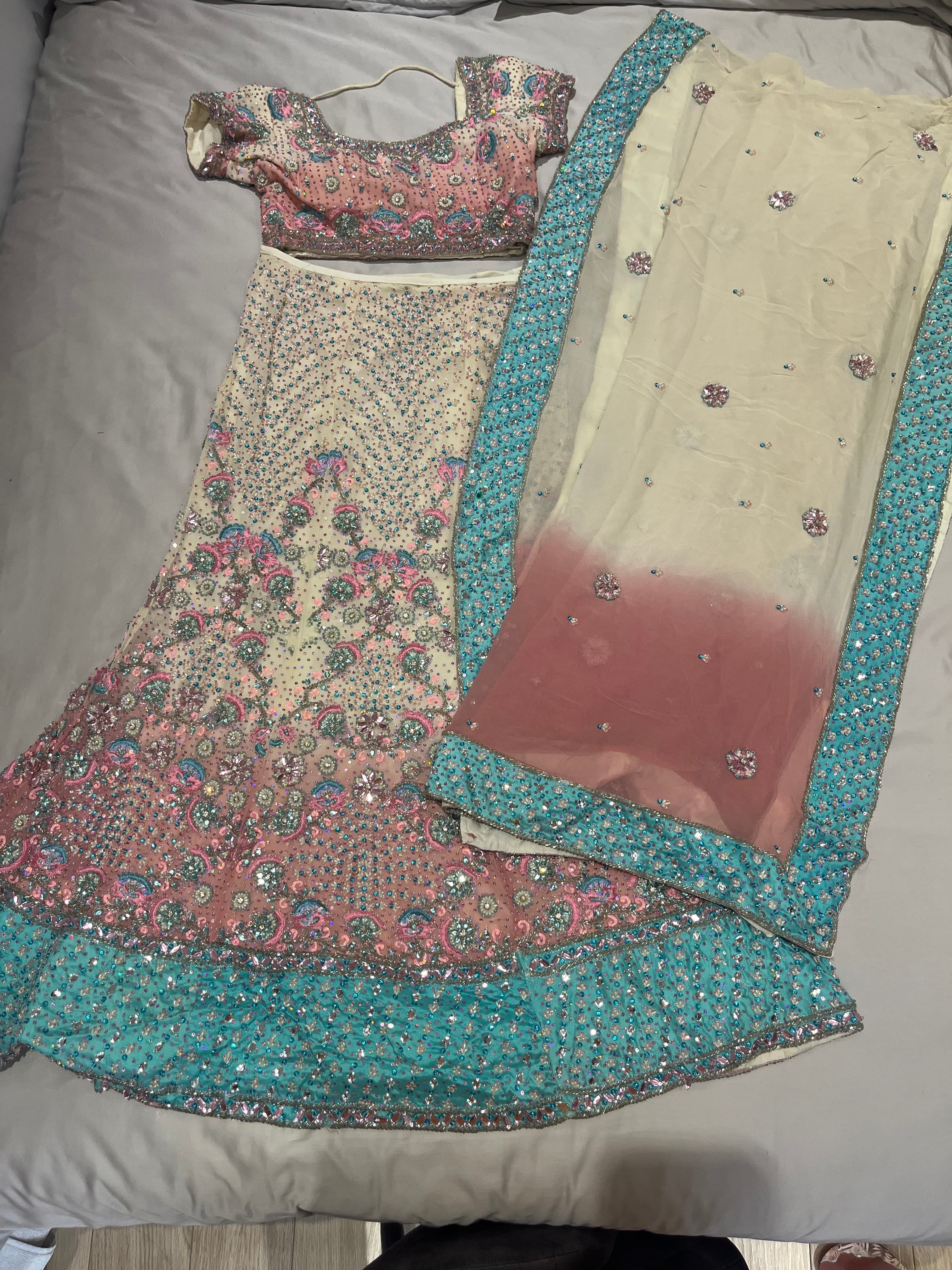 Stunning Multi-Color Sequin & Stone Embroidered Lehenga Choli with Dupatta