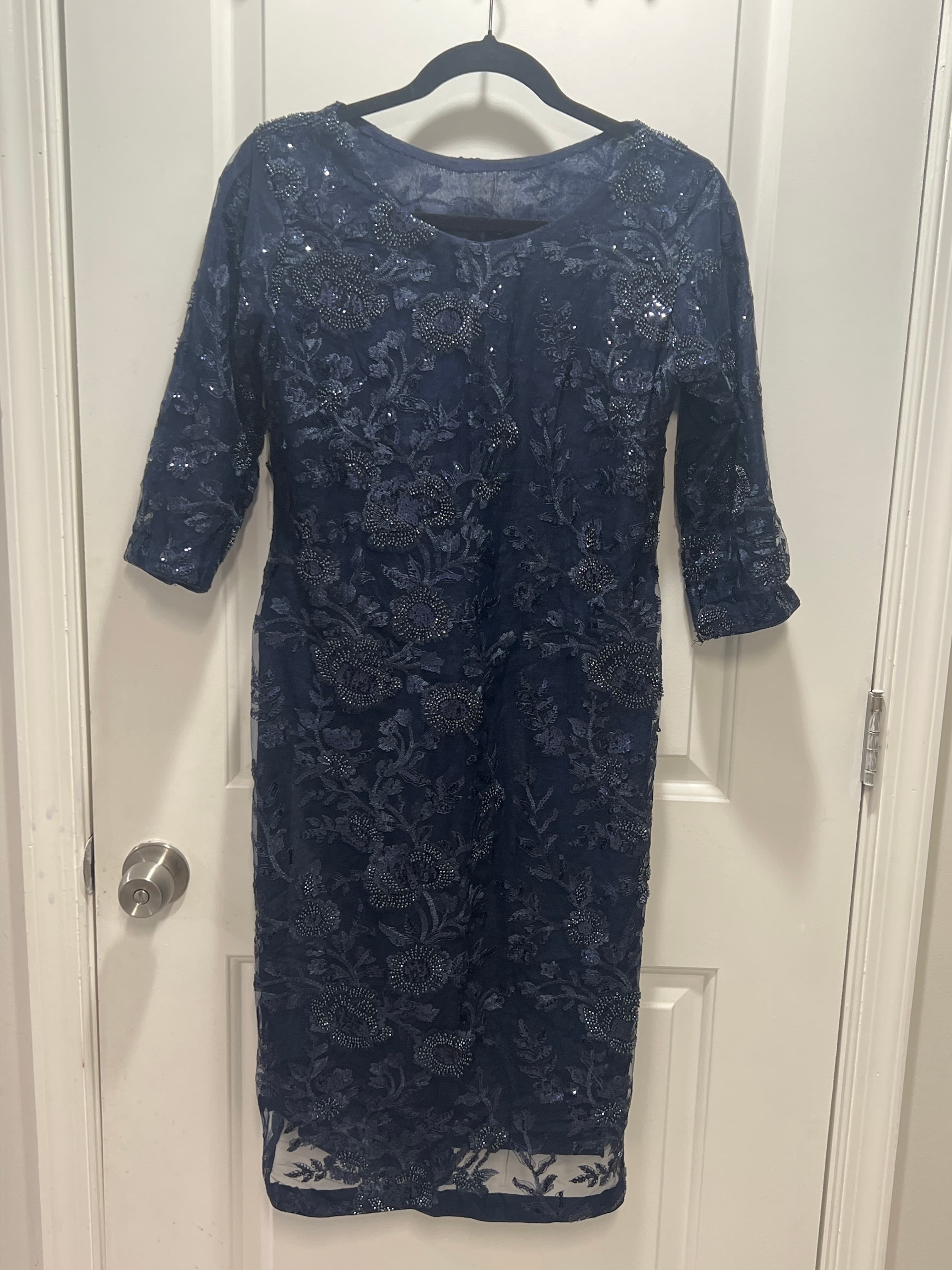 Soft navy with embroidery and beads work